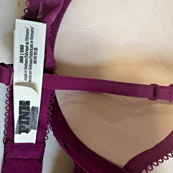 PINK VICTORIA"S SECRET Wink Lightly Lined Balconette Push-Up Bra Size 36B - Picture 5 of 9
